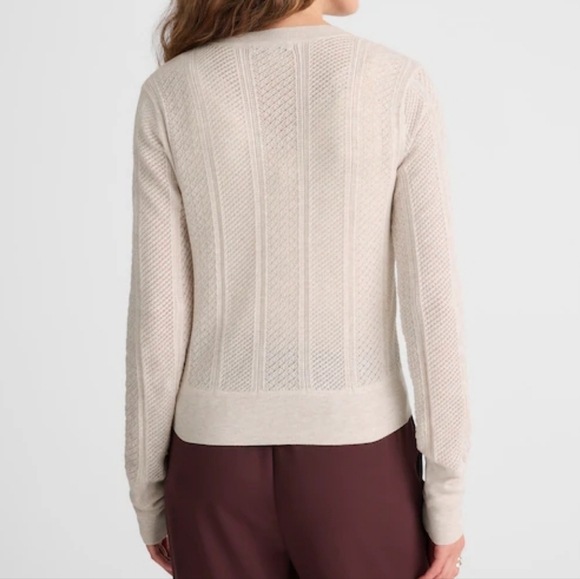 Madewell Signature Knit Pointelle Cardigan S Heather Gray Oat NX204 Coquette - Picture 3 of 12